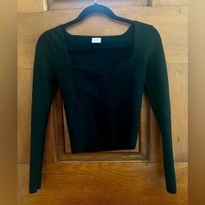 Abercrombie & Fitch Small Black Long Sleeve Square Neck Top Small